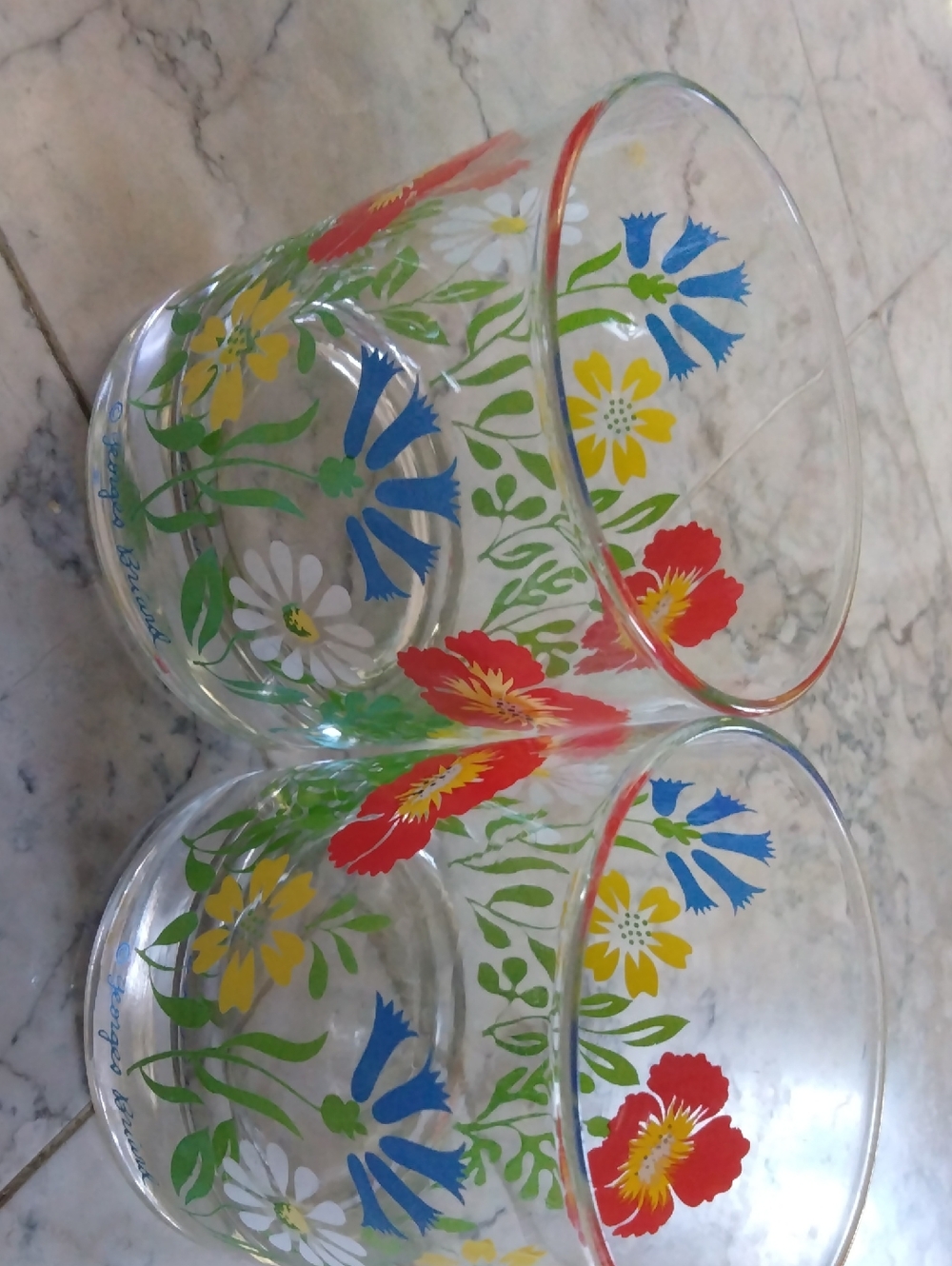 Georges Briard Signed Vintage Floral Glasses - Set of 2
